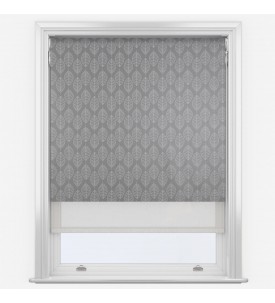 Рулонные шторы уни-1 Boheme Steel & White серые размером 220х175