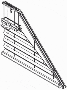 PB 70 Шторы плиссе на подпорках с ручкой управления на треугольное окно сложной формы окна