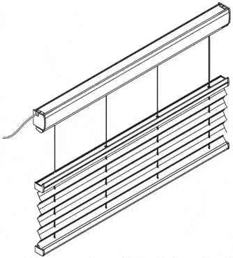 PE 16 Шторы плиссе на подкосах с электроприводом для прямоугольных потолочных систем