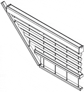 Штора плиссе на подкосах с электрическим управлением для прямоугольных потолочных систем и специальных форм PE 65 на трапециевидные окна